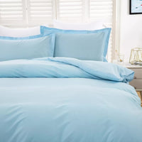 100% cotton Premium Doona Duvet Quilt Cover Set with Soft Pillowcases - Aqua-Super King