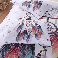 Dream catcher Printed Duvet Cover Set with Matching Pillowcases - white-Double