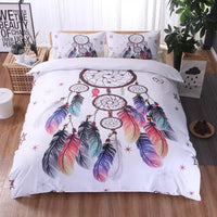 Dream catcher Printed Duvet Cover Set with Matching Pillowcases - white-King