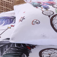 Dream catcher Printed Duvet Cover Set with Matching Pillowcases - white-King