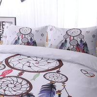 Dream catcher Printed Duvet Cover Set with Matching Pillowcases - white-King single