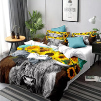 Nature-Inspired Floral Duvet Cover Set - Hypoallergenic Fabric-King