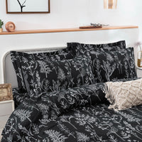 Floral Leaves Comforter Set, Queen Size, Microfiber Quilted Bedding with Pillowcase