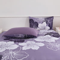 King Comforter Set, Dark Purple Floral 3-Piece Bedding, Soft Microfiber for All Seasons