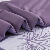 King Comforter Set, Dark Purple Floral 3-Piece Bedding, Soft Microfiber for All Seasons