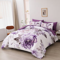 Elegant Floral Comforter Set, King Size, Warm Quilted Bedding with Pillowcases