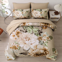 Cozy Floral Comforter Set, King Size, Quilted Warm Bedding with Pillowcases