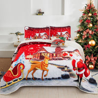 Holiday Cheer Christmas Queen Bedspread Set