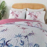 Floral Quilted bedspread and pillowcovers set: Embrace Nature Indoors - Queen size