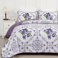 Kaleidoscopic Quilted coverlet and pillowcovers set: Burst of Colors - Queen size