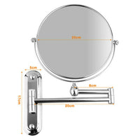 Extendable Wall-Mounted Makeup Mirror with 10× Magnification, Double-Sided