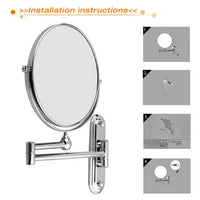 Extendable Wall-Mounted Makeup Mirror with 10× Magnification, Double-Sided