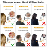 Extendable Wall-Mounted Makeup Mirror with 10× Magnification, Double-Sided