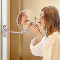 Extendable Wall-Mounted Makeup Mirror with 10× Magnification, Double-Sided