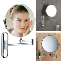 Extendable Wall-Mounted Makeup Mirror with 10× Magnification, Double-Sided