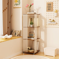 4-Tiered Floor Standing Storage Rack Acrylic Bookshelf with Crystal-like Casters