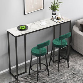 Exquisite Water Ripple Marble Console Table Bar Table w Thicken Stable Metal Leg