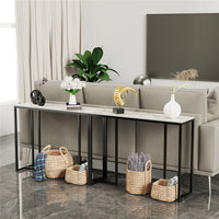 Exquisite Water Ripple Marble Console Table Bar Table w Thicken Stable Metal Leg