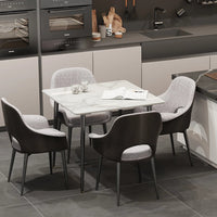 White Sintered Stone Dining Table With Black Legs For Modern Interiors