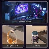 Multi-Style Pro Gaming Desk RGB LED L-Shaped PC Computer Studio Gamer Table Carbon Fibre