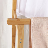 Portable Rolling Bamboo Clothes Rack for Kids with Hanging Rail