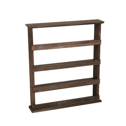 4 Tiers Rustic Wood Spice Rack Organizer Wall Mounted Kitchen Shelves Space Save