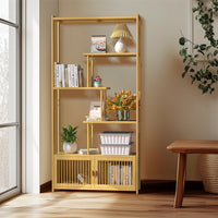 6 Tiers Freestanding Bamboo Storage Shelf High & Low Shelf Bookshelf Plant Stand