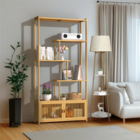 6 Tiers Freestanding Bamboo Storage Shelf High & Low Shelf Bookshelf Plant Stand
