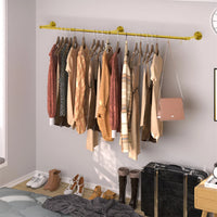 Vintage Gold Wall-Mounted Clothes Rack – Strong Metal Garment Hanging Rail