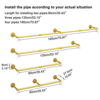 Vintage Gold Wall-Mounted Clothes Rack – Strong Metal Garment Hanging Rail