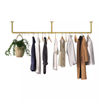 Vintage Gold Wall-Mounted Clothes Rack – Strong Metal Garment Hanging Rail