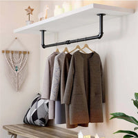 2-Pack Heavy Metal Pipe Clothes Rack Rails for Closet Hanging Storage
