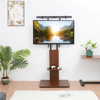 32"-65" Tv Floor Stand Adjustable Corner Tv Mount Bracket With Sturdy Wood Base