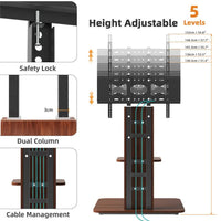 32"-65" Tv Floor Stand Adjustable Corner Tv Mount Bracket With Sturdy Wood Base