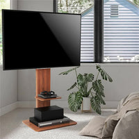 32"-65" Tv Floor Stand Adjustable Corner Tv Mount Bracket With Sturdy Wood Base