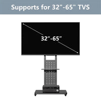 Heavy Duty Tv Floor Stand On Wheels 32''-65'' Rolling Tv Cart Height Adjustable