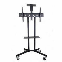 32-70" Rolling Tv Stand Mount W Dvd Storage Top Shelf Tv Bracket Trolley Casters