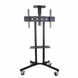 32-70" Rolling Tv Stand Mount W Dvd Storage Top Shelf Tv Bracket Trolley Casters