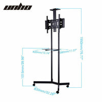 32-70" Rolling Tv Stand Mount W Dvd Storage Top Shelf Tv Bracket Trolley Casters