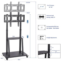 Floor Tv Mount Stand Bracket Rolling For 32"-80" Screens Vesa 600X400 Hold 65Kg