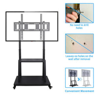 100" Heavy Duty Floor TV Stand TV Cart Trolley Height Adjustable Mount Bracket