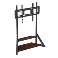 2 Tiers Rustic Wood Shelves Heavy Duty Universal Tv Floor Stand For 32-75 Inches
