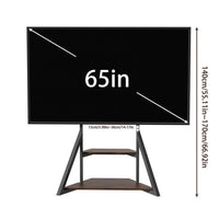 2 Tiers Rustic Wood Shelves Heavy Duty Universal Tv Floor Stand For 32-75 Inches