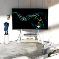 White Heavy Duty TV Floor Stand with 2-Tier Shelves for 65-100 Inch Large Screens