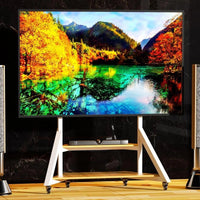 White Heavy Duty TV Floor Stand with 2-Tier Shelves for 65-100 Inch Large Screens