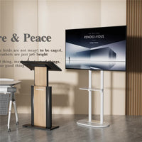 38-75" Heavy Duty Floor Tv Stand W/ Marble Shelf Adjustable Height Mount Bracket