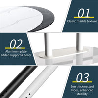 38-75" Heavy Duty Floor Tv Stand W/ Marble Shelf Adjustable Height Mount Bracket