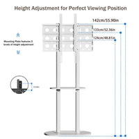 38-75" Heavy Duty Floor Tv Stand W/ Marble Shelf Adjustable Height Mount Bracket