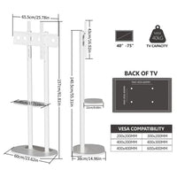 Minimalist Marble Textured Floor Tv Stand 40"-75" Strong Steel Tv Bracket Stable