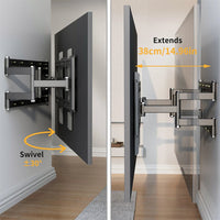 Black Heavy-Duty Swivel TV Wall Mount With Articulating Arm Support